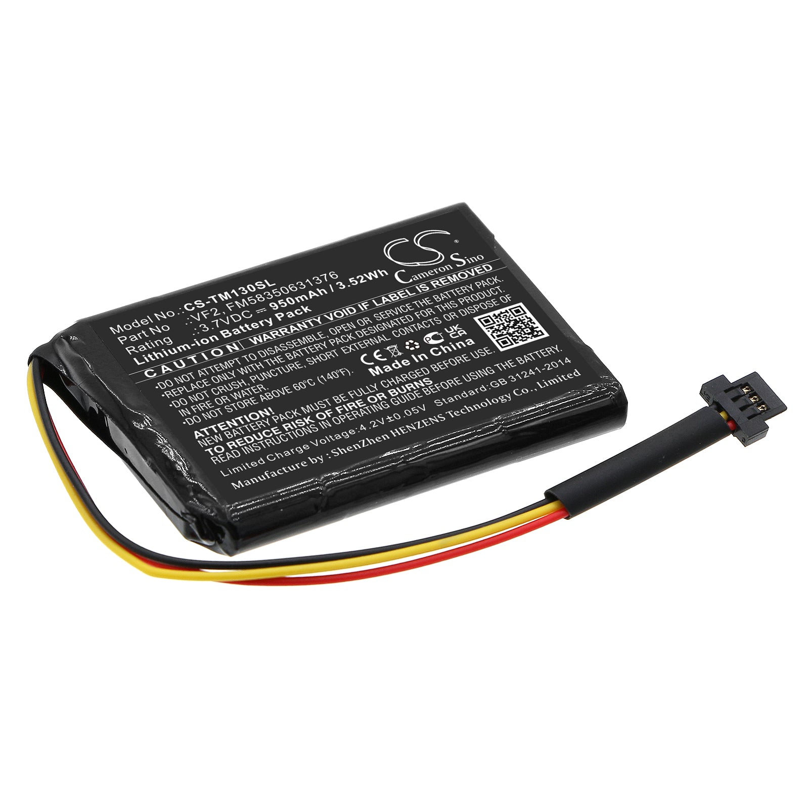 TomTom One GPS Battery Replacement - 950mAh, 3.7V Li-ion, 125/130/130S Navigator Battery (46.3x34x5.8mm)
