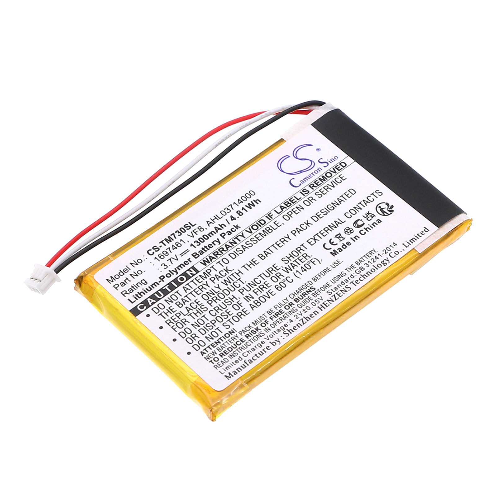 Replacement 1300mAh Battery for TomTom Go SatNav GPS - 530, 720, 730, 930 & 630 Models (3.7V Li-Polymer, 62x37x5mm)
