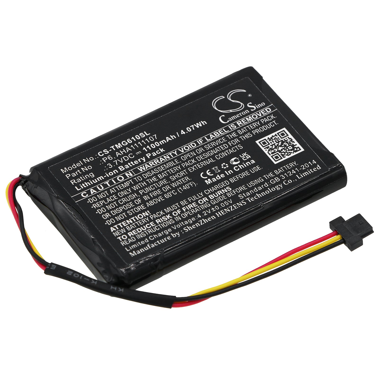 1100mAh 3.7V Li-ion Battery Replacement for TomTom Go 610, Essential & Navigator 6 GPS
