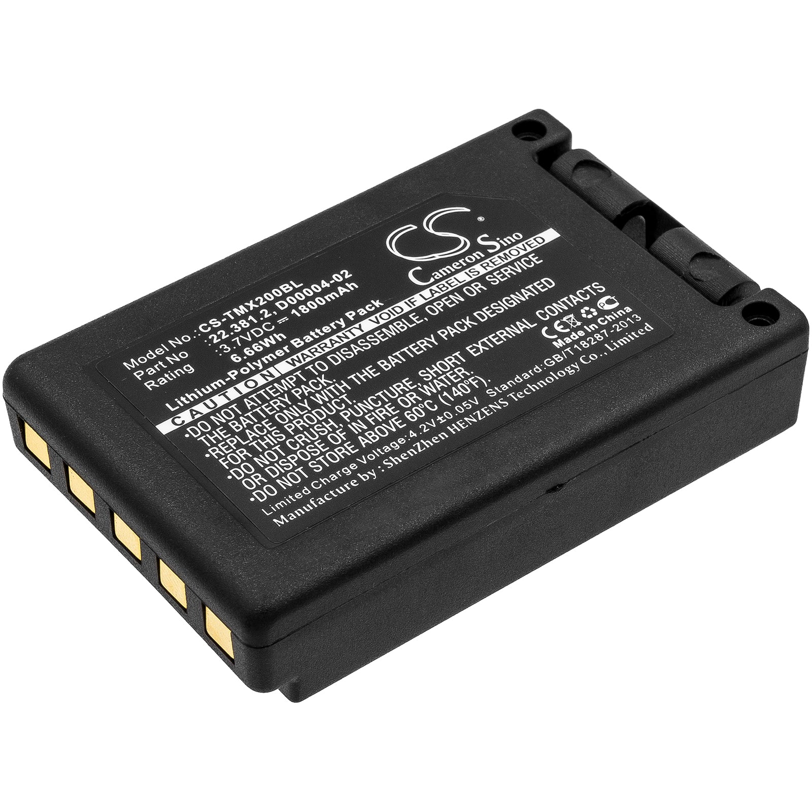 1800mAh Replacement Battery for Tele Radio TG-TXMNL Crane Remote Transmitter - 3.7V Li-Polymer
