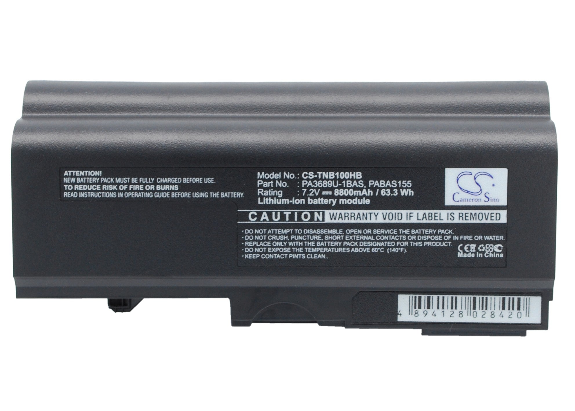 8800mAh Extended Life Battery for Toshiba NB100 Netbook: 7.2V Li-ion, Replaces PA3689U-1BAS, PABAS155
