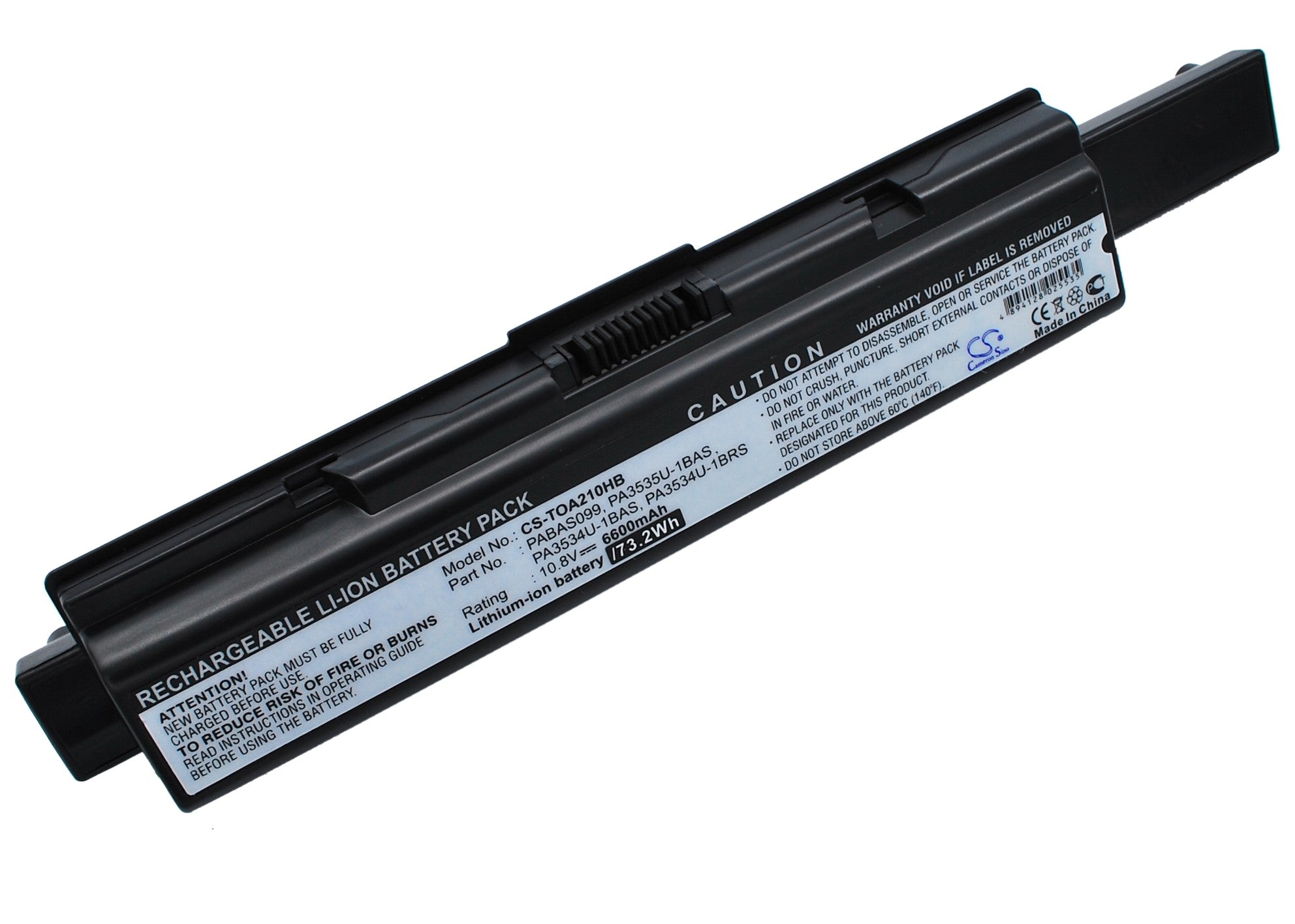 6600mAh Extended Laptop Battery for Toshiba Satellite A215 A300 L300 Pro A200, 10.8V 71.28Wh - High Capacity Replacement
