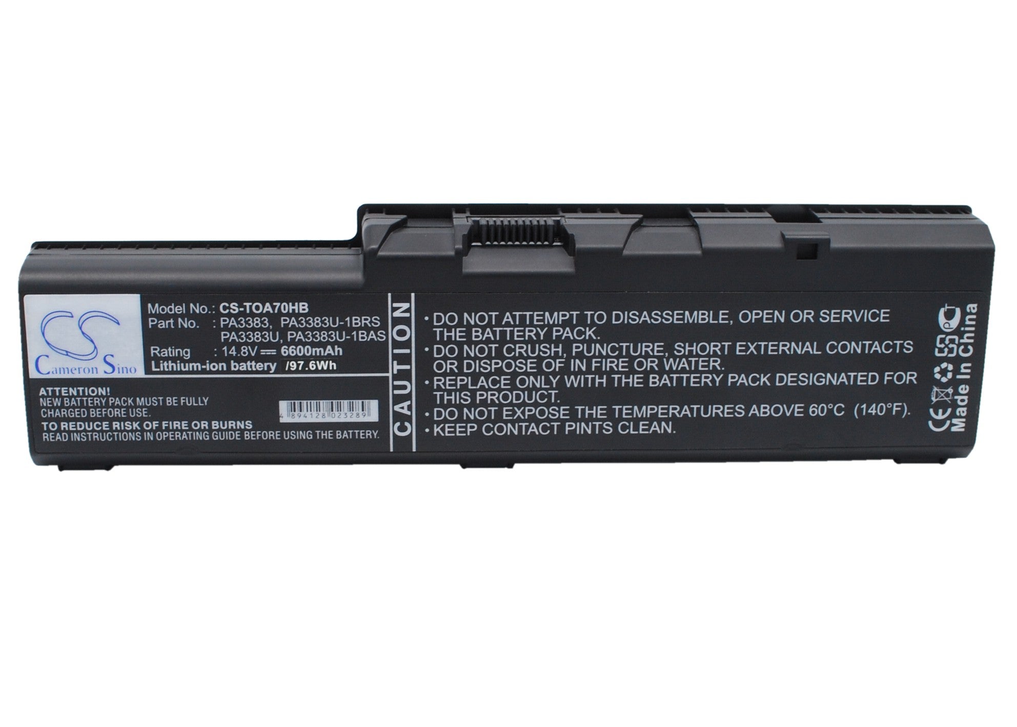 6600mAh Extended Life Laptop Battery for Toshiba Satellite A70 A75 P30 P35 - 14.8V Li-ion
