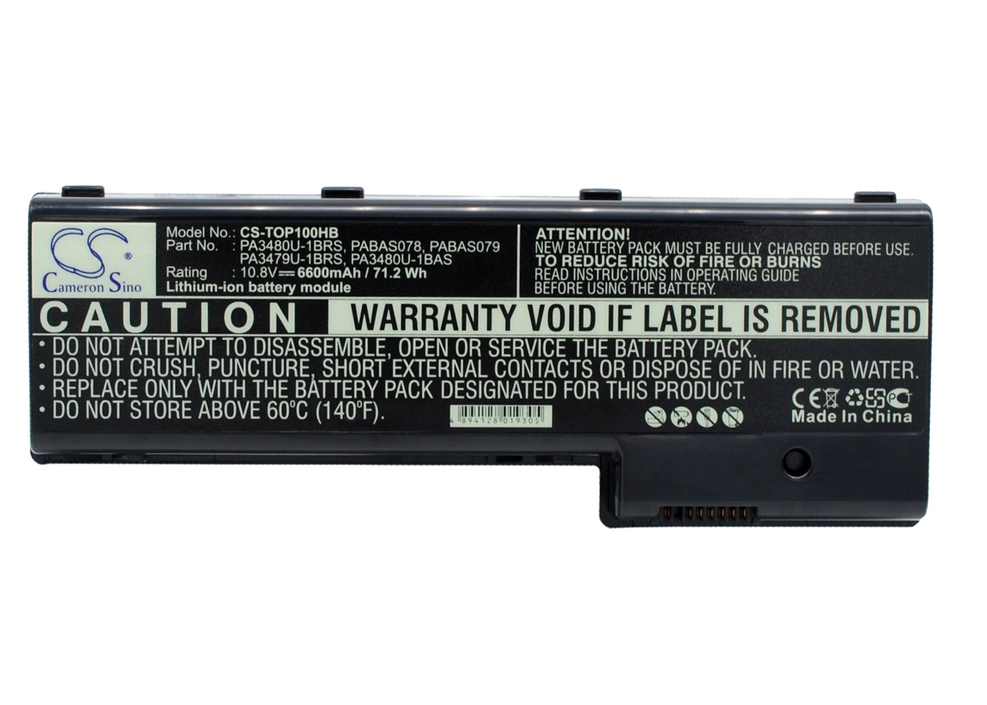 6600mAh Laptop Battery for Toshiba Satellite/Pro P100 - 10.8V Li-ion - High Capacity Replacement
