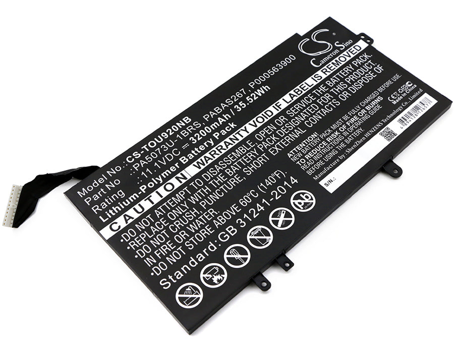 3200mAh Replacement Battery for Toshiba Satellite U925t, U920t, U920 Series Laptop - 11.1V Li-Polymer
