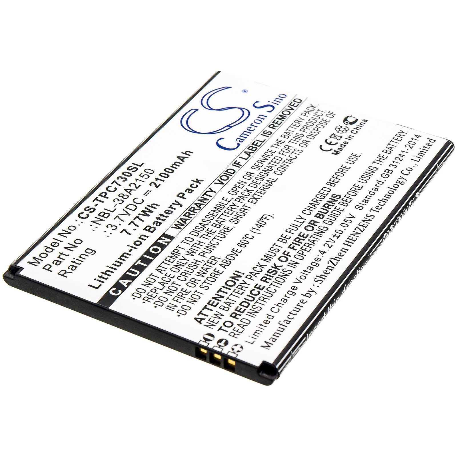 Neffos C7 Lite Battery: 2100mAh Replacement, TP7041A Smartphone, 3.7V Li-ion, NBL-38A2150
