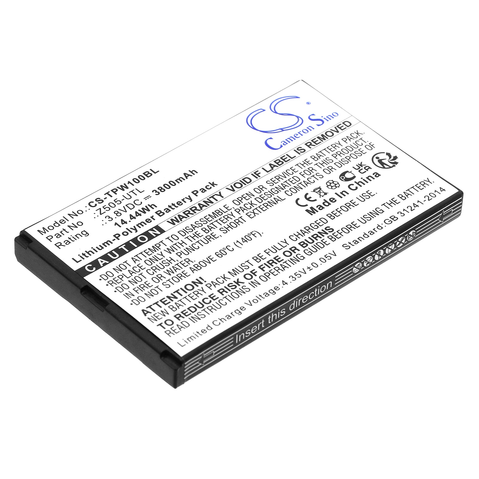 Topwise T1 Payment Terminal Replacement Battery - 3800mAh 3.8V Li-Polymer - Point of Sale System Battery 
