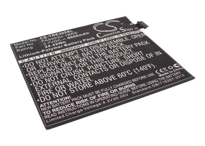 6600mAh Battery for Toshiba Excite 10/LE AT305/205 Tablet - 3.7V Li-Polymer Replacement Power Pack 
