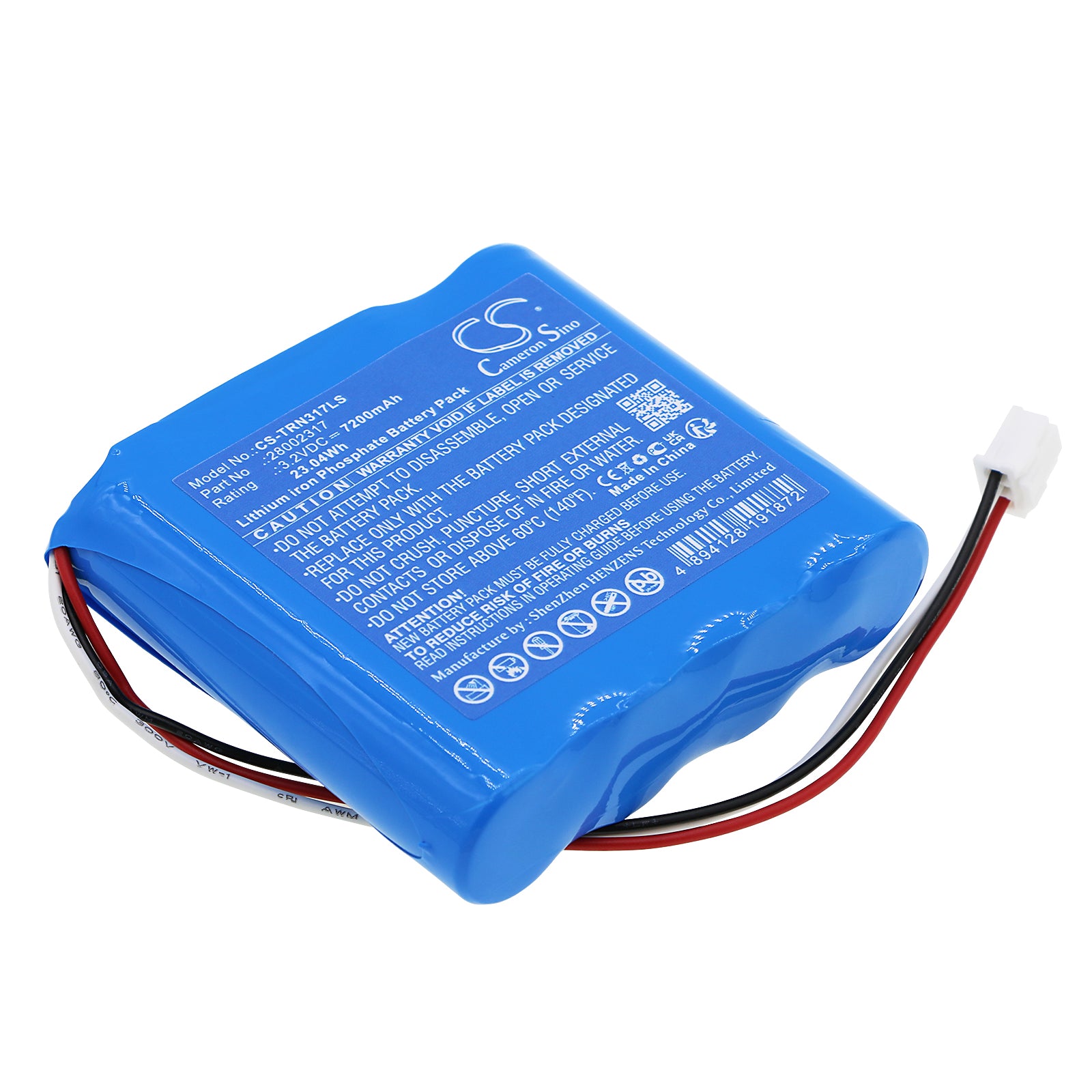 7200mAh LiFePO4 Replacement Battery for TRIDONIC 28002317 Emergency Light - 3.2V 23.04Wh - 74x69x19.3mm
