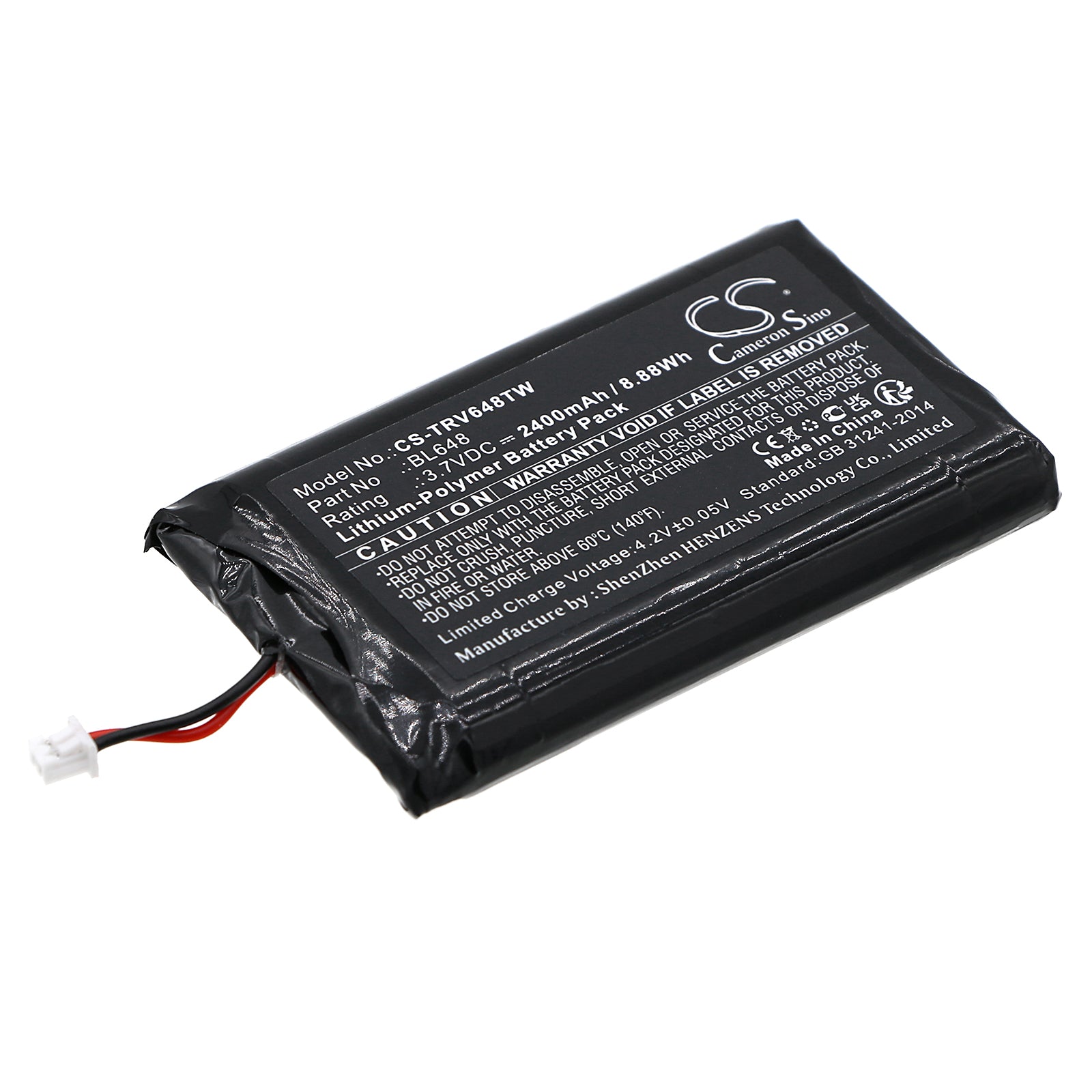 2400mAh Replacement Battery for Retevis RB48 & RB648 Two-Way Radios - 3.7V Li-Polymer (BL48/BL648)

