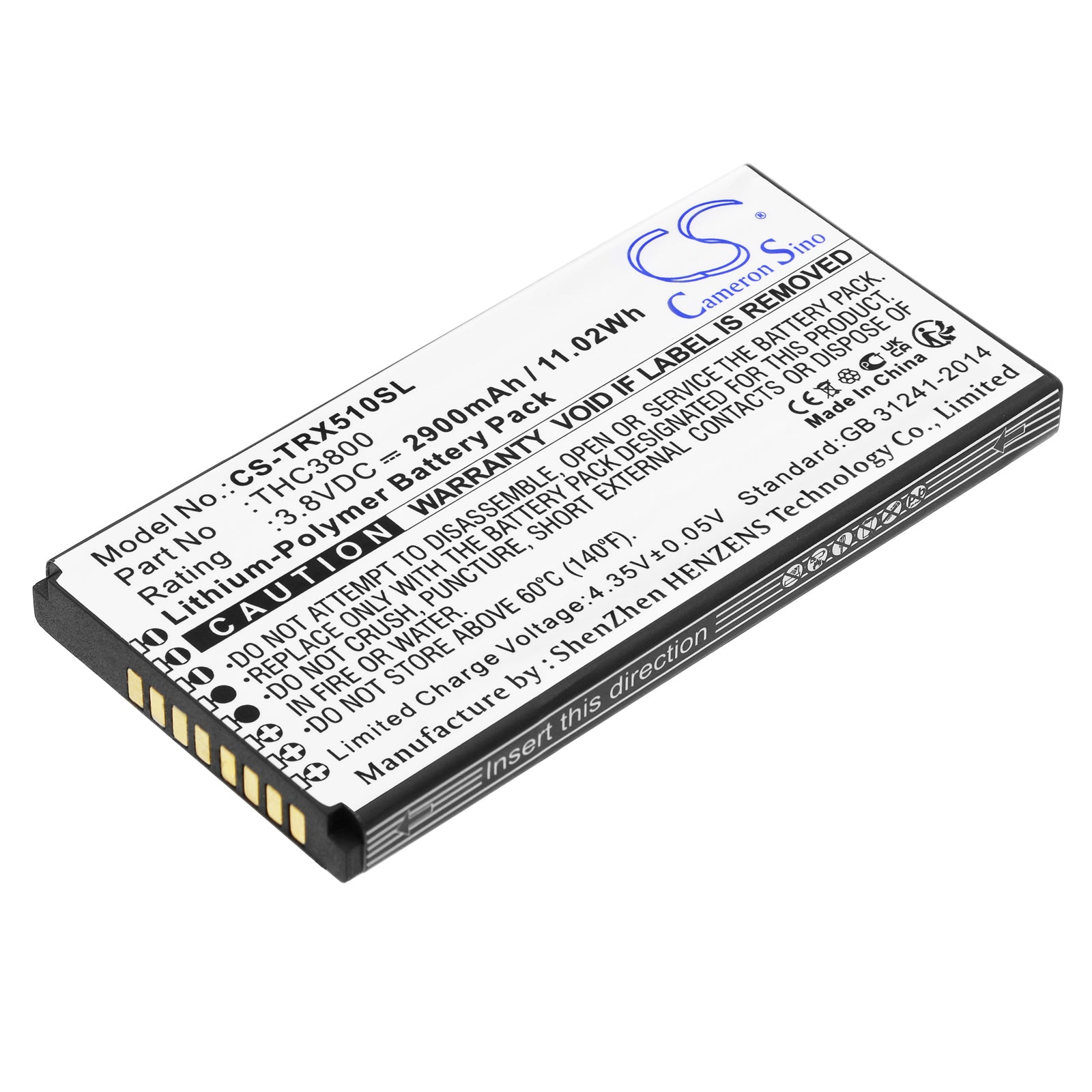 2900mAh Replacement Battery for Thuraya X5-Touch Satellite Phone - 3.8V 11.02Wh Li-Polymer
