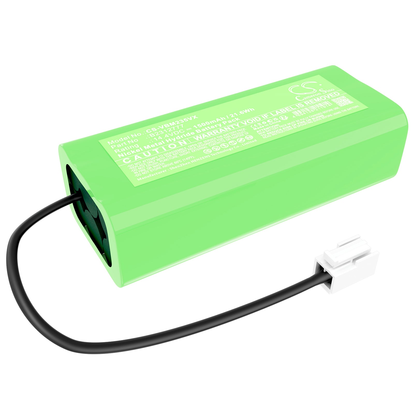 VBOT My Mini Robot Vacuum Replacement Battery: M235, M8, B2312777, 14.4V 1500mAh Ni-MH Battery - 98.7x42.8x28.7mm 
