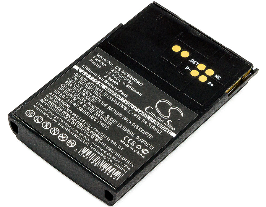 Vocera B1000 & B2000 Badge Replacement Battery: 800mAh 3.7V Li-ion, Medical Grade, 54.78x35.60x8.60mm
