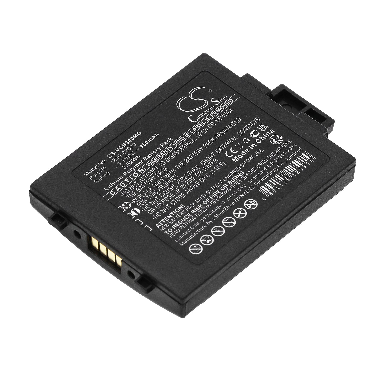 950mAh Replacement Battery for Vocera B3000/B3000N Badge - Medical Grade, 3.7V Li-Polymer
