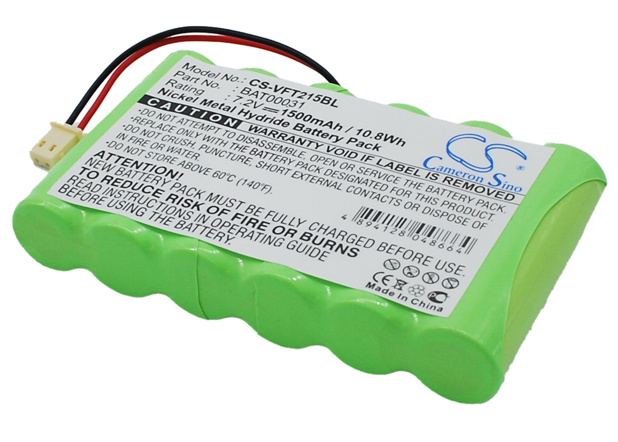 7.2V 1500mAh Ni-MH Replacement Battery for VeriFone Nurit 2159 Payment Terminal - BAT00031

