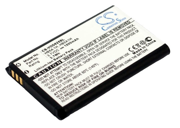 1000mAh 3.7V Li-ion Replacement Battery for Vodafone V625 / VF625 Mobile Phone - Extended Life Power
