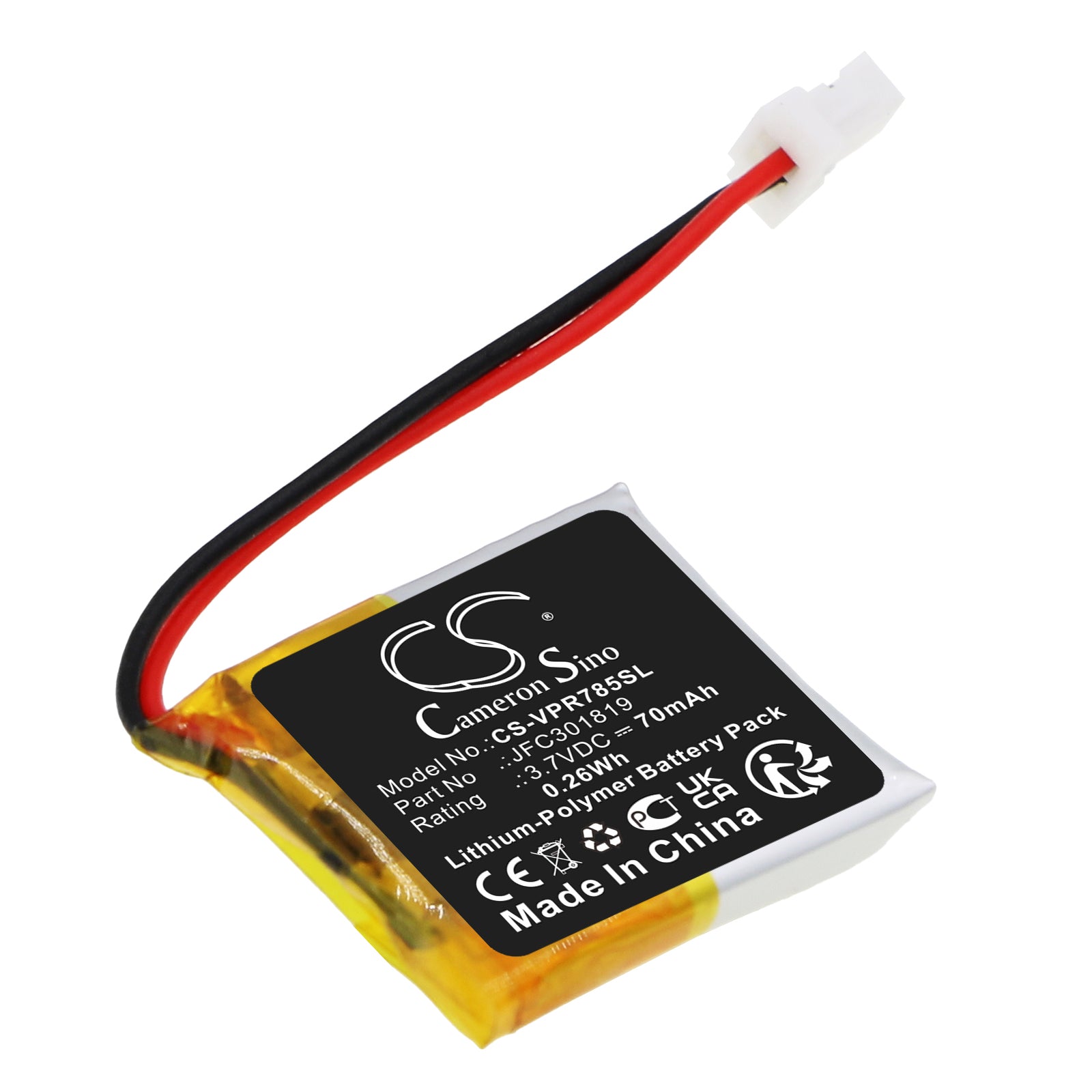 70mAh 3.7V Li-Polymer Battery: Replacement for Automate 7857A Remote Start, Clifford, Viper, & Python Systems 
