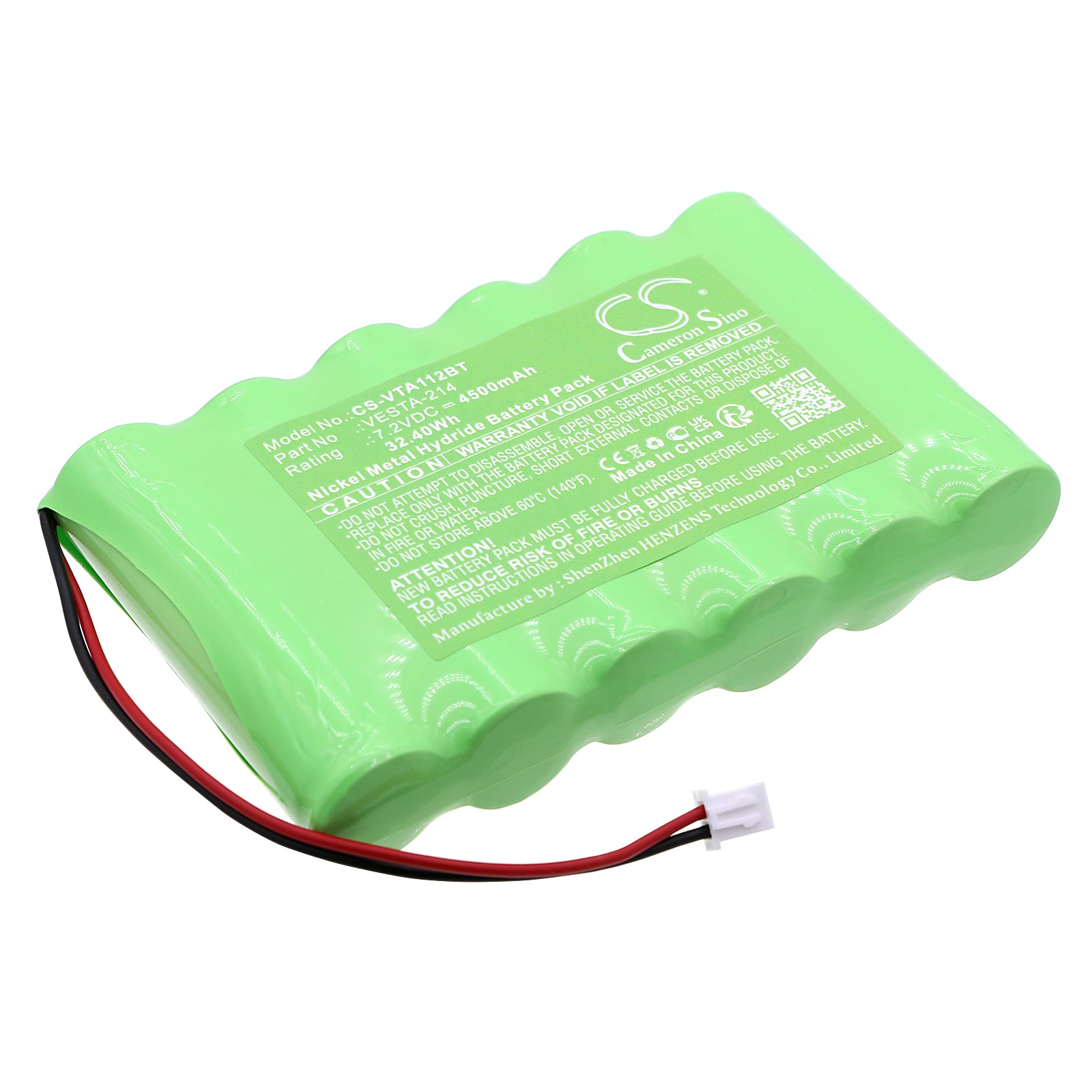 7.2V 4500mAh Ni-MH Battery for Vesta Hybrid Power Plants & Alarm Systems - VESTA-111/112/113/214 (109.8x69.2x18.5mm)
