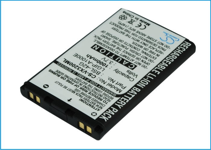 1000mAh Li-ion Replacement Battery for LG VX6100, VX4700, AX5000 & Other Compatible Mobile Phones - 3.7V Power
