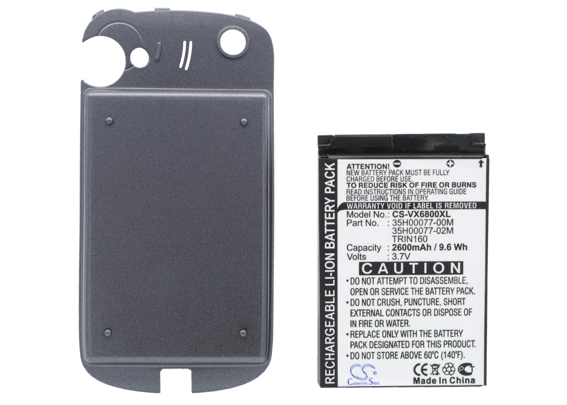 2600mAh 3.7V Li-ion Replacement Battery for Audiovox PPC6800, HTC Mogul, Titan Smartphones - Extended Life Power
