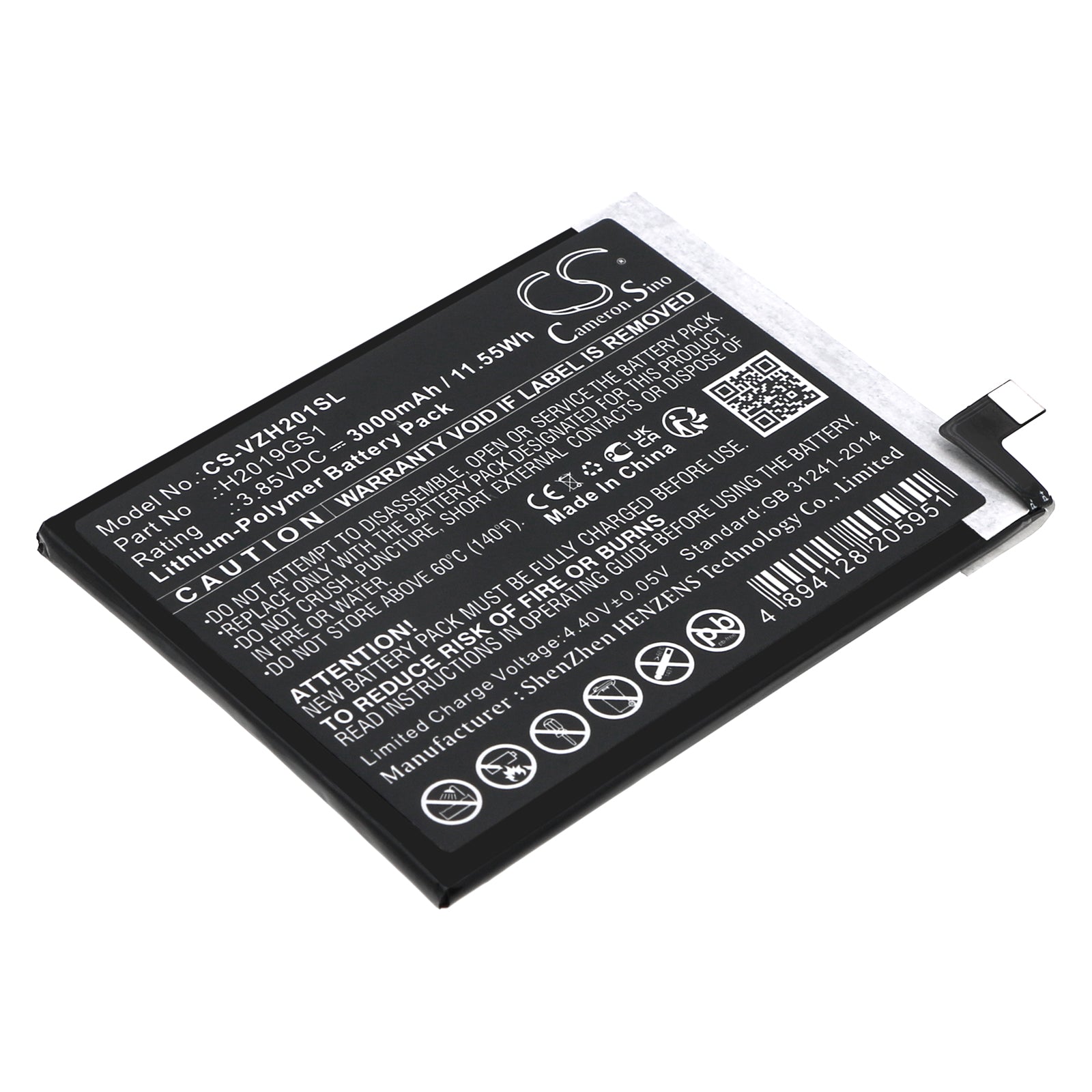 3000mAh Replacement Battery for Verizon Hot Pepper Ghost HPP-GS1 Smartphone - 3.85V Li-Polymer