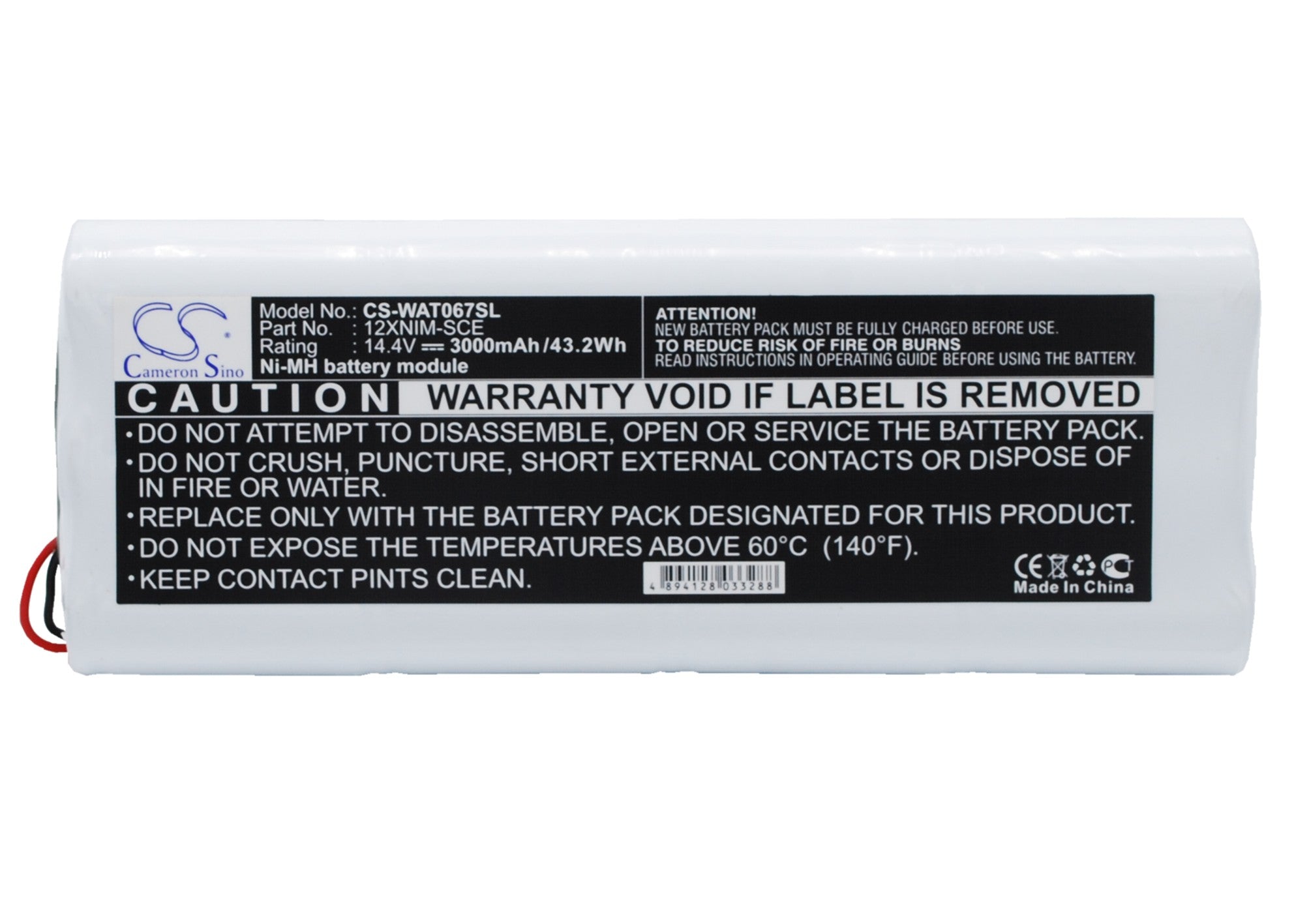 14.4V 3000mAh Ni-MH Replacement Battery for Wavetek 4010-00-0067 Surveying Equipment 
