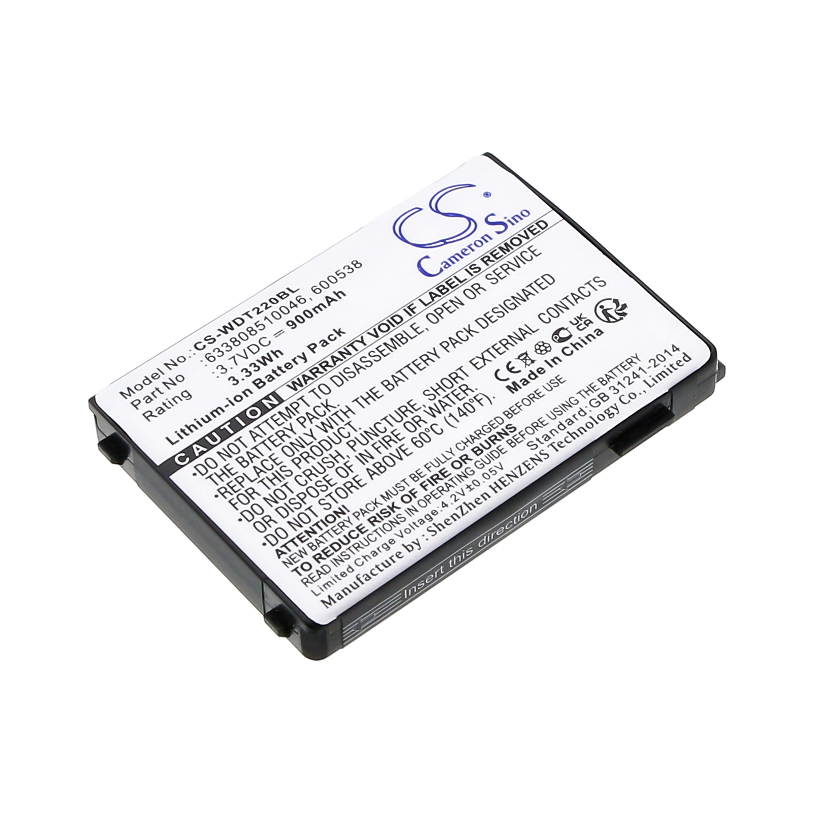 900mAh 3.7V Li-ion Replacement Battery for Datalogic Falcon PT40 Barcode Scanner - PT40-100, WDT2200 
