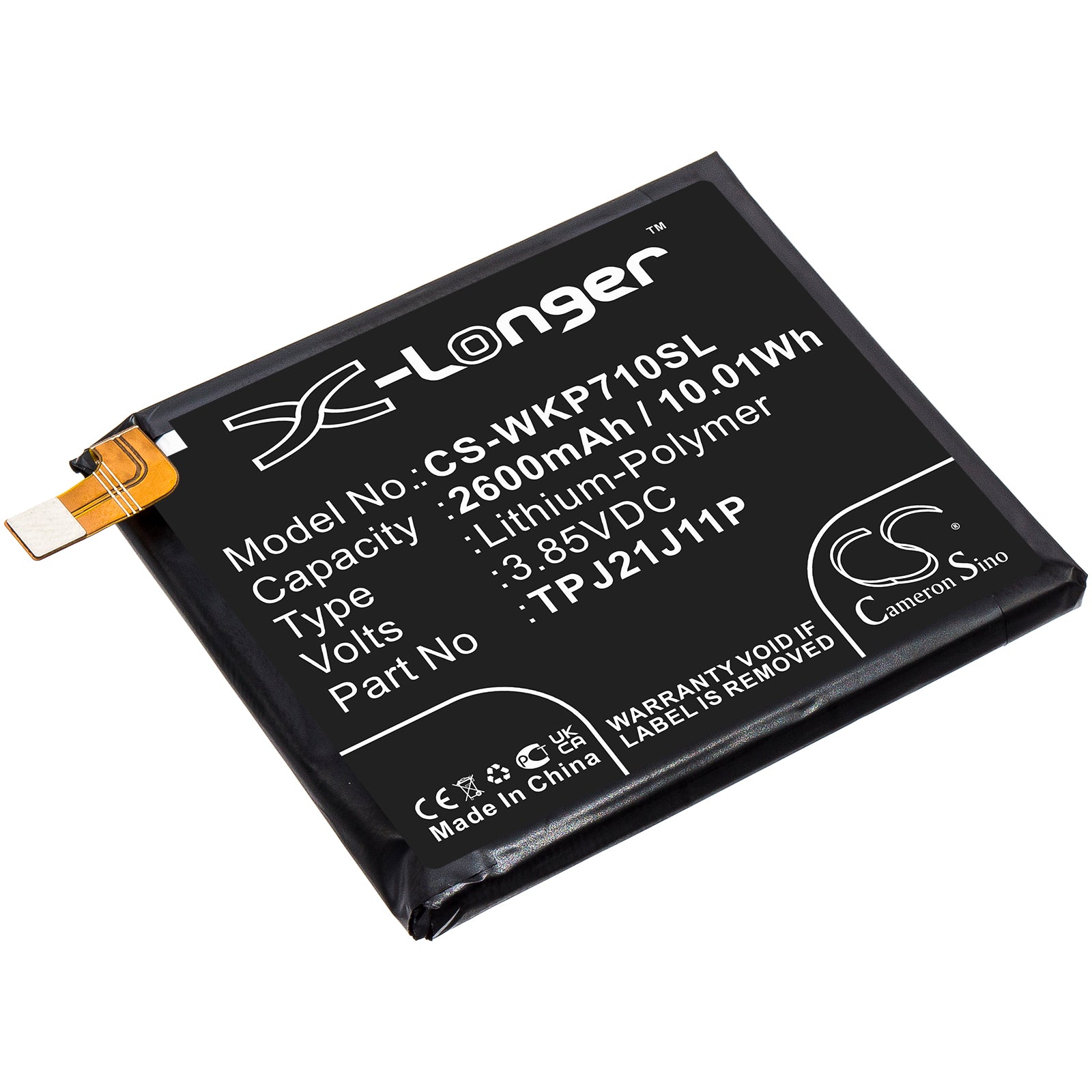 2600mAh Replacement Battery for Wiko Rakuten Hand & TD-LTE JP P710 Smartphone - 3.85V Li-Polymer
