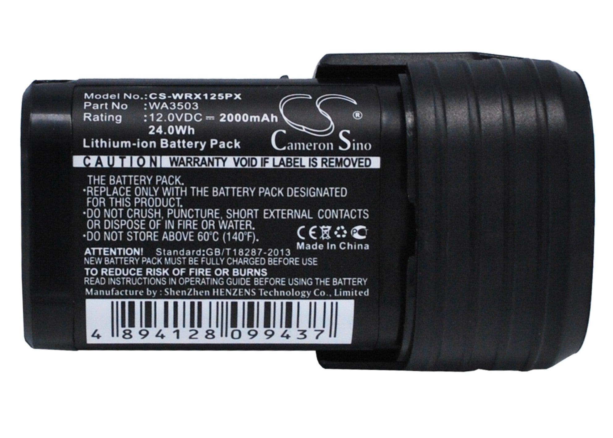 12V 2000mAh Li-ion Replacement Battery for Worx Power Tools WX125, WU288, WX283 Series - WA3503 & WA3509
