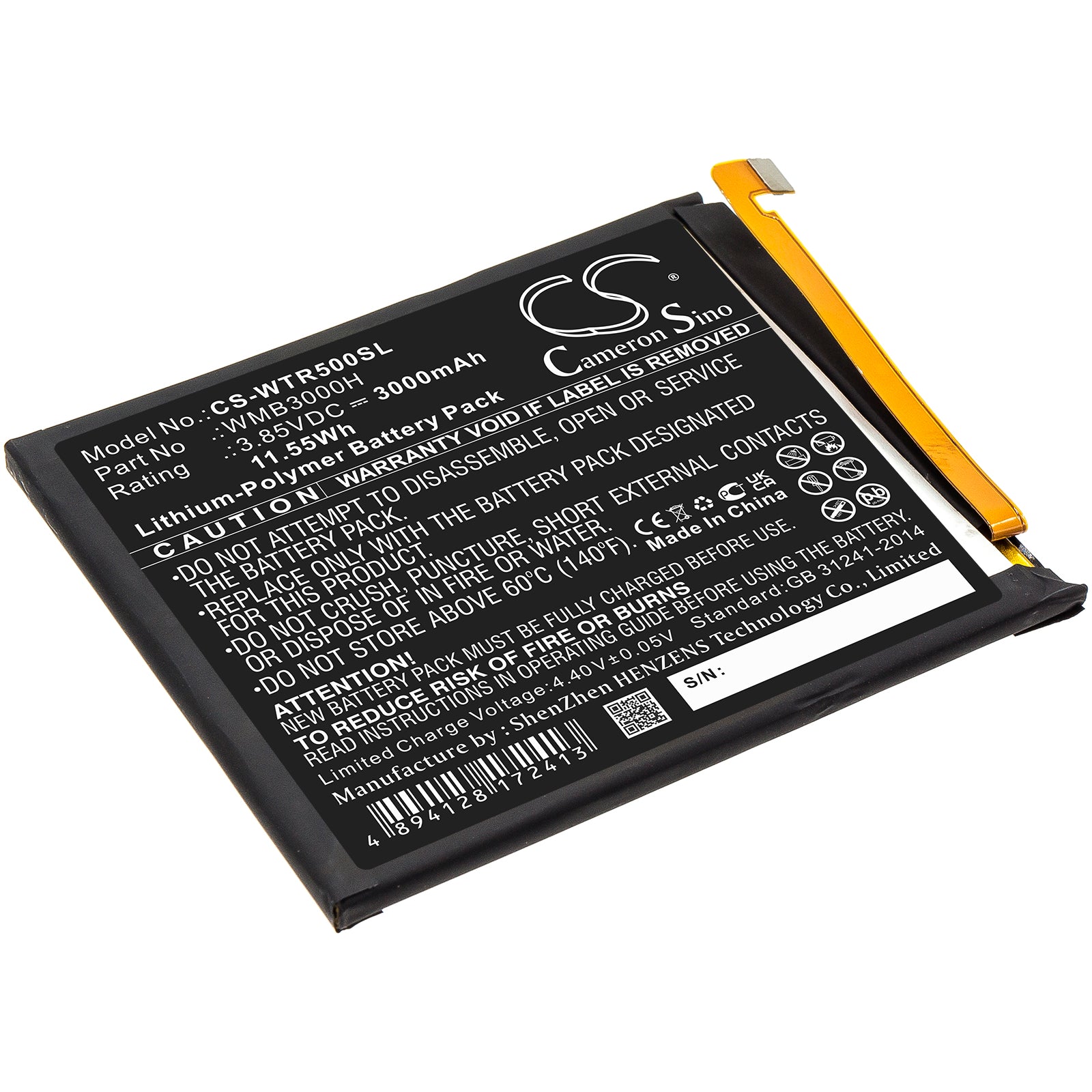 3000mAh Replacement Battery for WALTON Primo R5 Smartphone - Li-Polymer (74x62.24x4.1mm, 3.85V)
