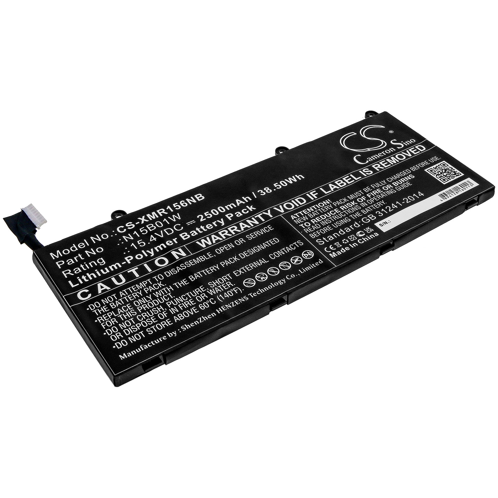 2500mAh Laptop Battery for Xiaomi MI Ruby 15.6" Notebook - 15.4V 38.5Wh Li-Polymer Replacement N15B01W
