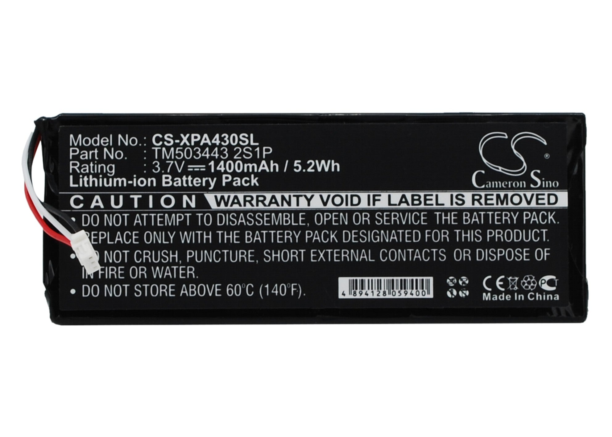 Xpend Smart Remote Replacement Battery - 1400mAh 3.7V Li-ion TM503443 2S1P (WQAGA43) 91.5x35x5mm
