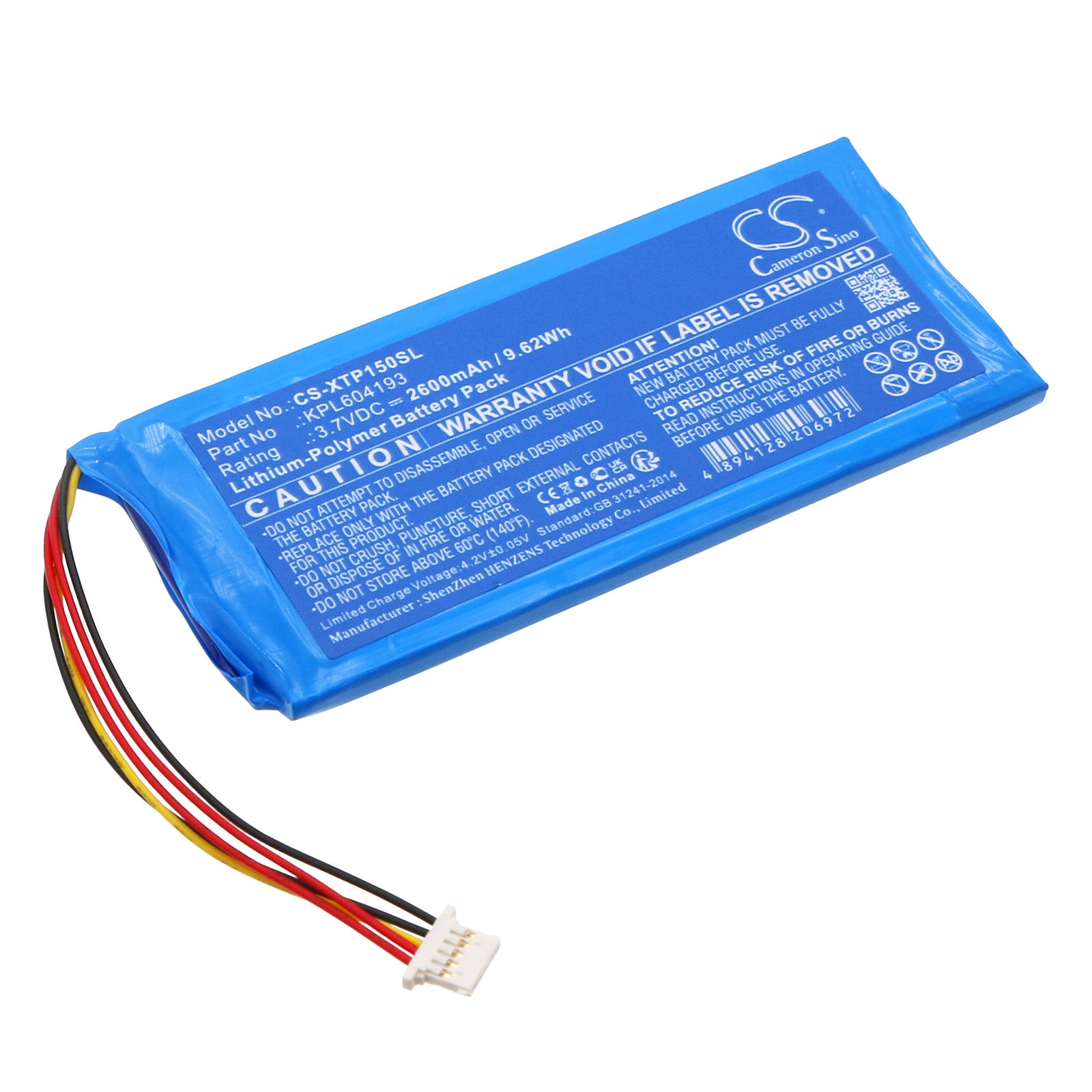 XTOOL TP150 & A30 PRO TPMS Tool Battery Replacement - 2600mAh, 3.7V Li-Polymer, KPL604193
