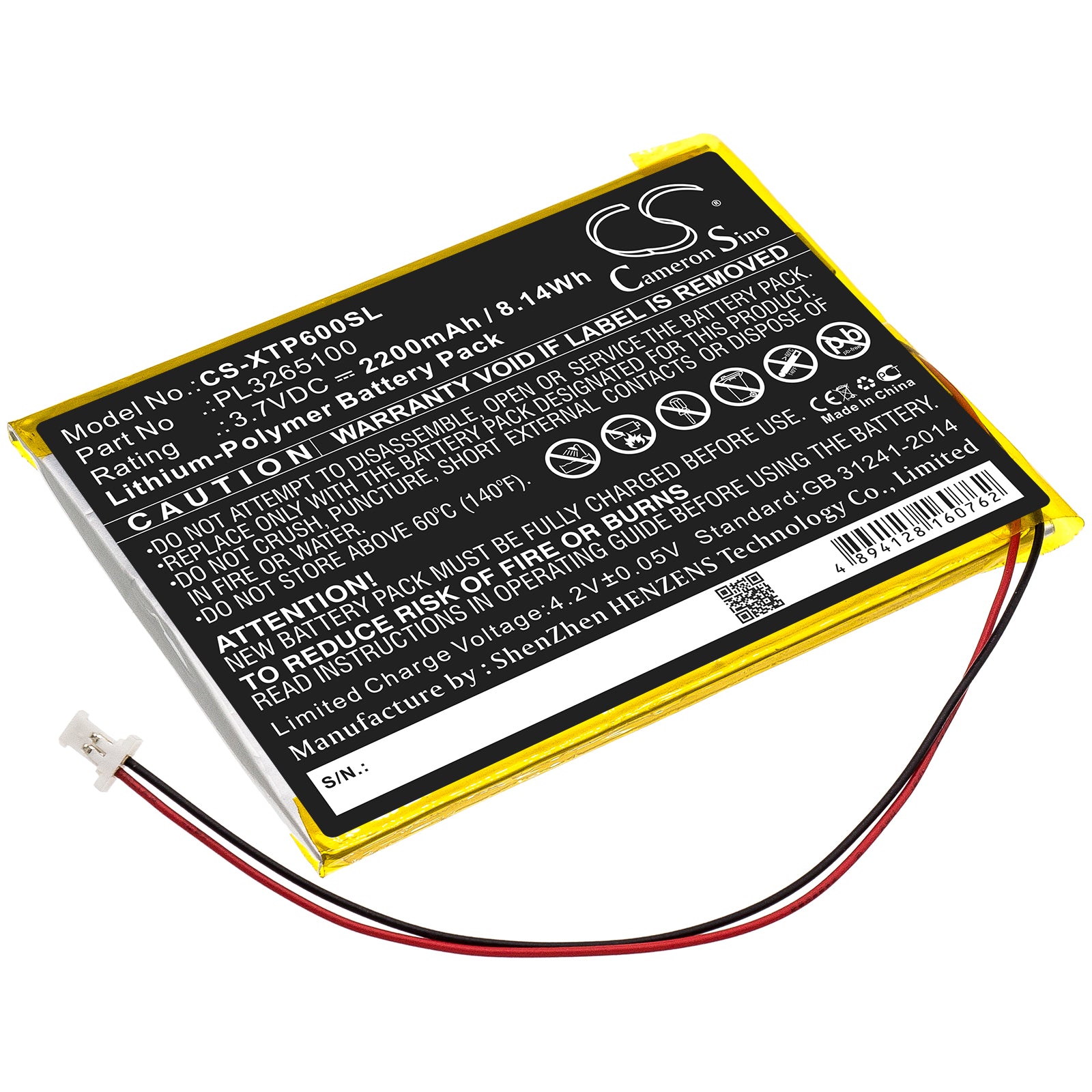 2200mAh 3.7V Li-Polymer Replacement Battery for XTOOL EZ300, EZ400, PS65, PS70, PS60, X500 Diagnostic Scanners
