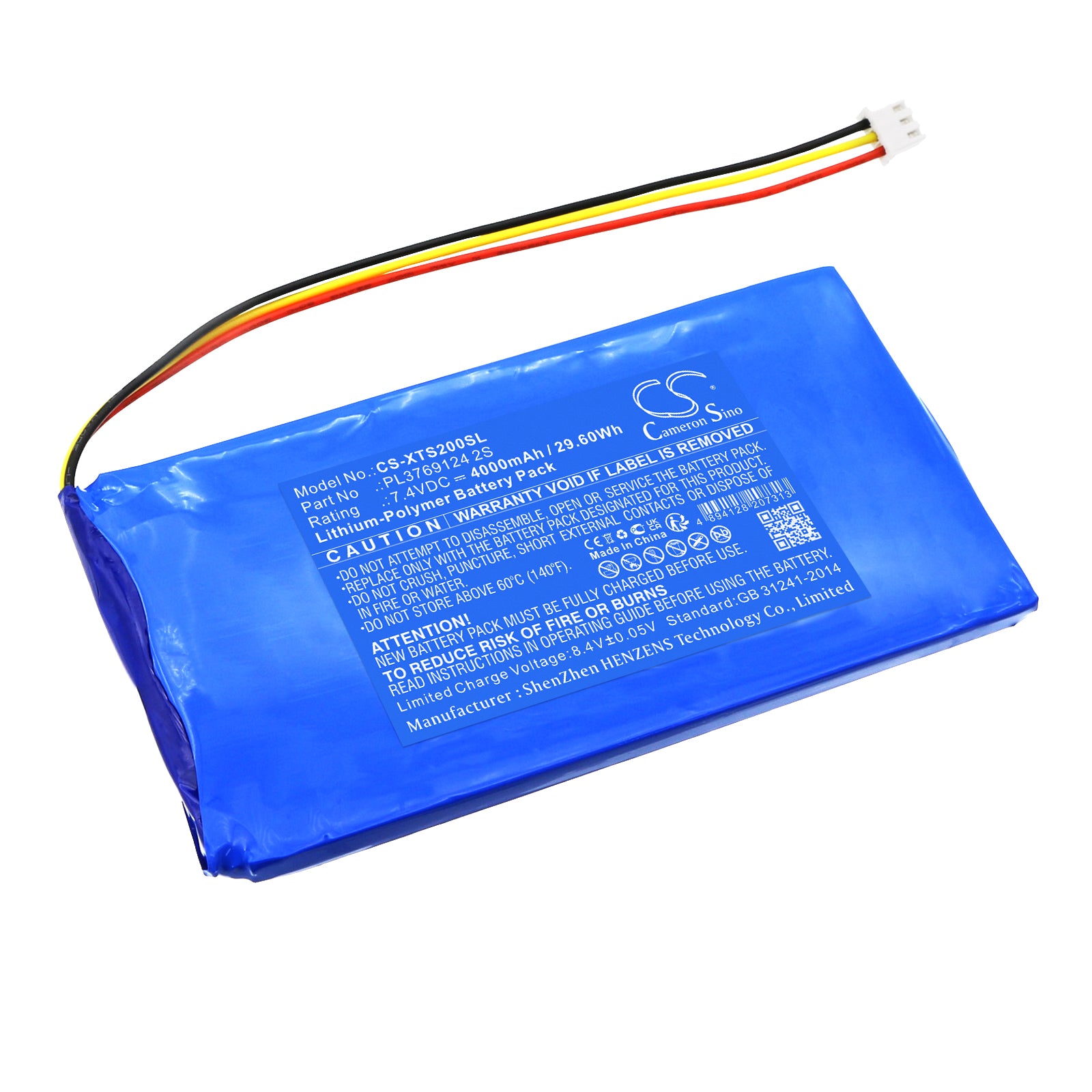 XTOOL PS2 GDS Replacement Battery: 7.4V 4000mAh Li-Polymer for Heavy Duty Truck Diagnostic Tool - PL3769124 2S
