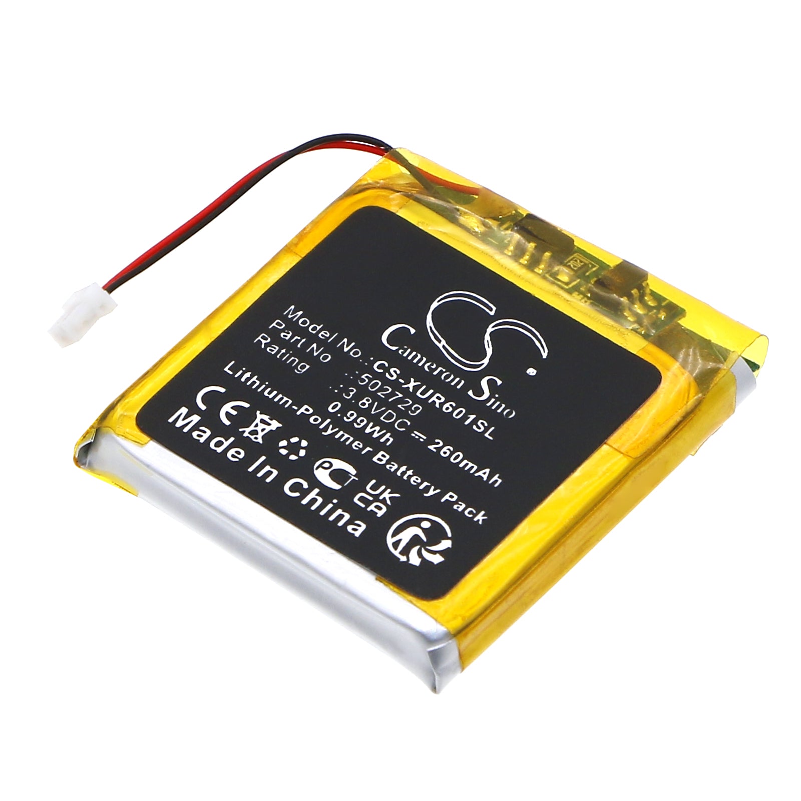260mAh 3.8V Li-Polymer Battery - Xvive U6 Wireless Microphone Transmitter Replacement

