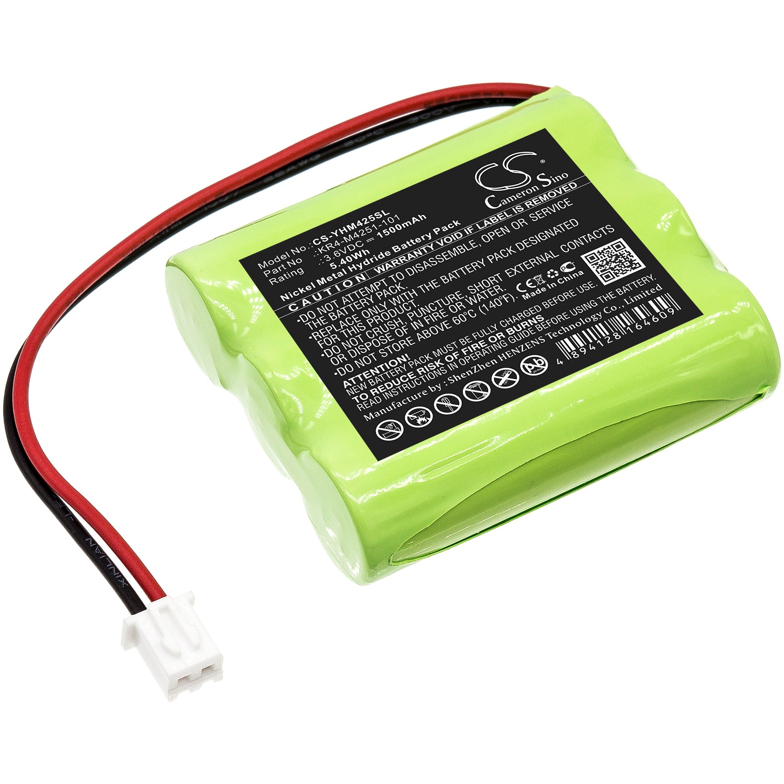 3.  6V 1500mAh Ni-MH Replacement Battery for Yamaha KR4-M4251-101 Cordless Phones
