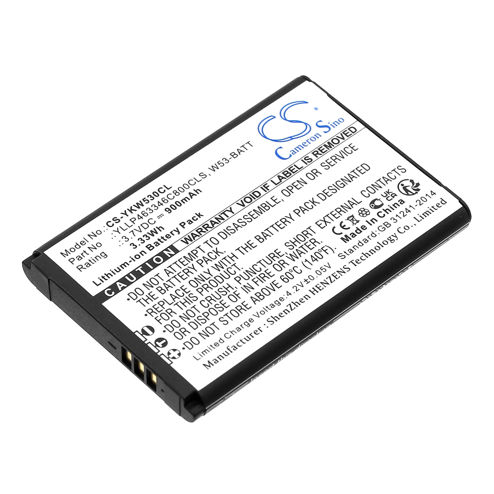 Yealink W53, W73, W78H Cordless Phone Replacement Battery, 900mAh 3.7V Li-ion - YLLP463346C800CLS Compatible
