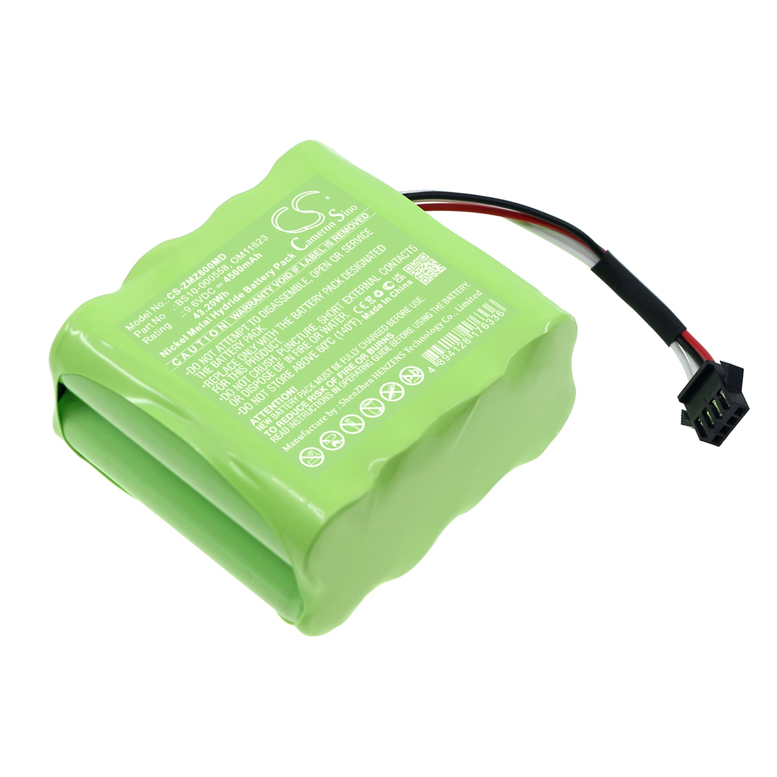 9.6V 4500mAh Ni-MH Replacement Battery for Zyno Medical Z-800 Infusion Pump - BS10-000558 Battery Pack
