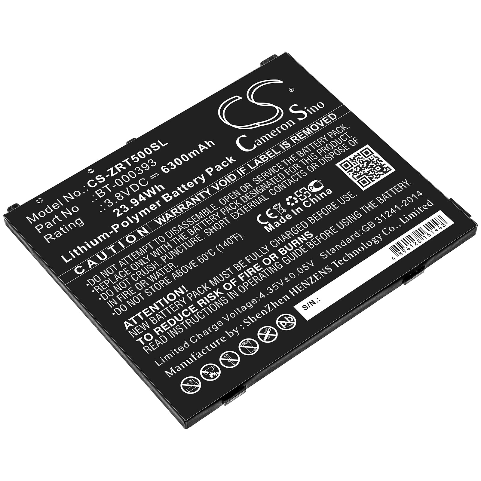 6300mAh Replacement Battery for Zebra ET50 ET55 ET51CE Tablets - 3.8V Li-Polymer, High Capacity Long Life
