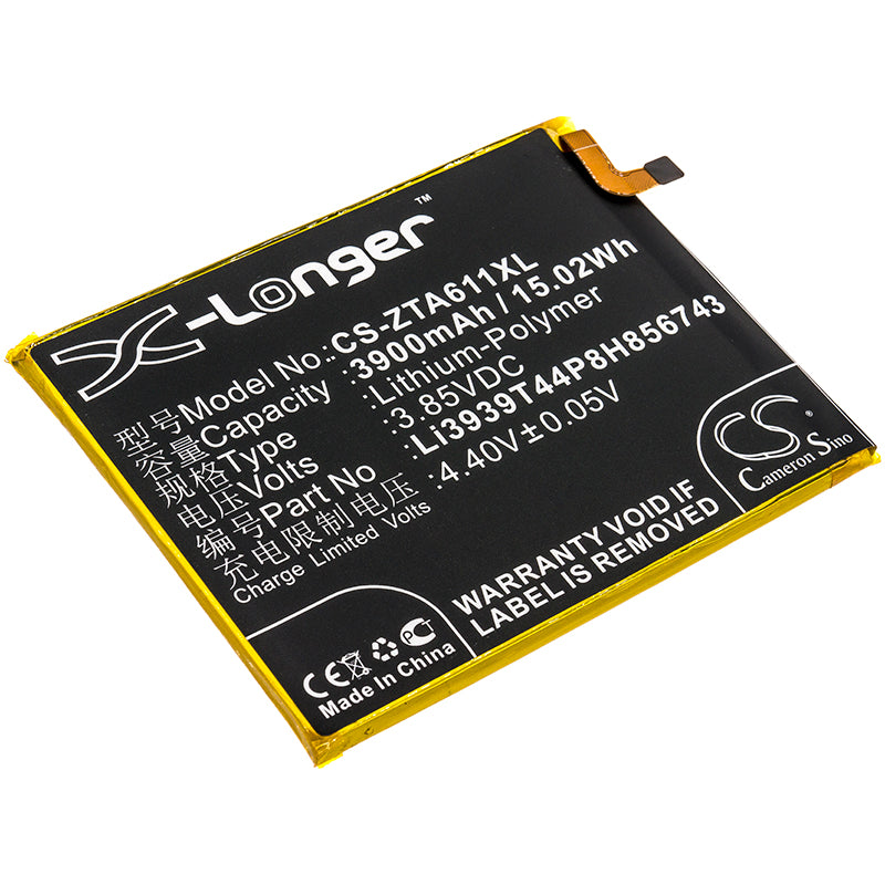 3900mAh Replacement Battery for ZTE Blade A6 Max, Blade Max 2s, Z6410 Smartphone - Li-ion Polymer Battery - Li3939T44P8H856743 
