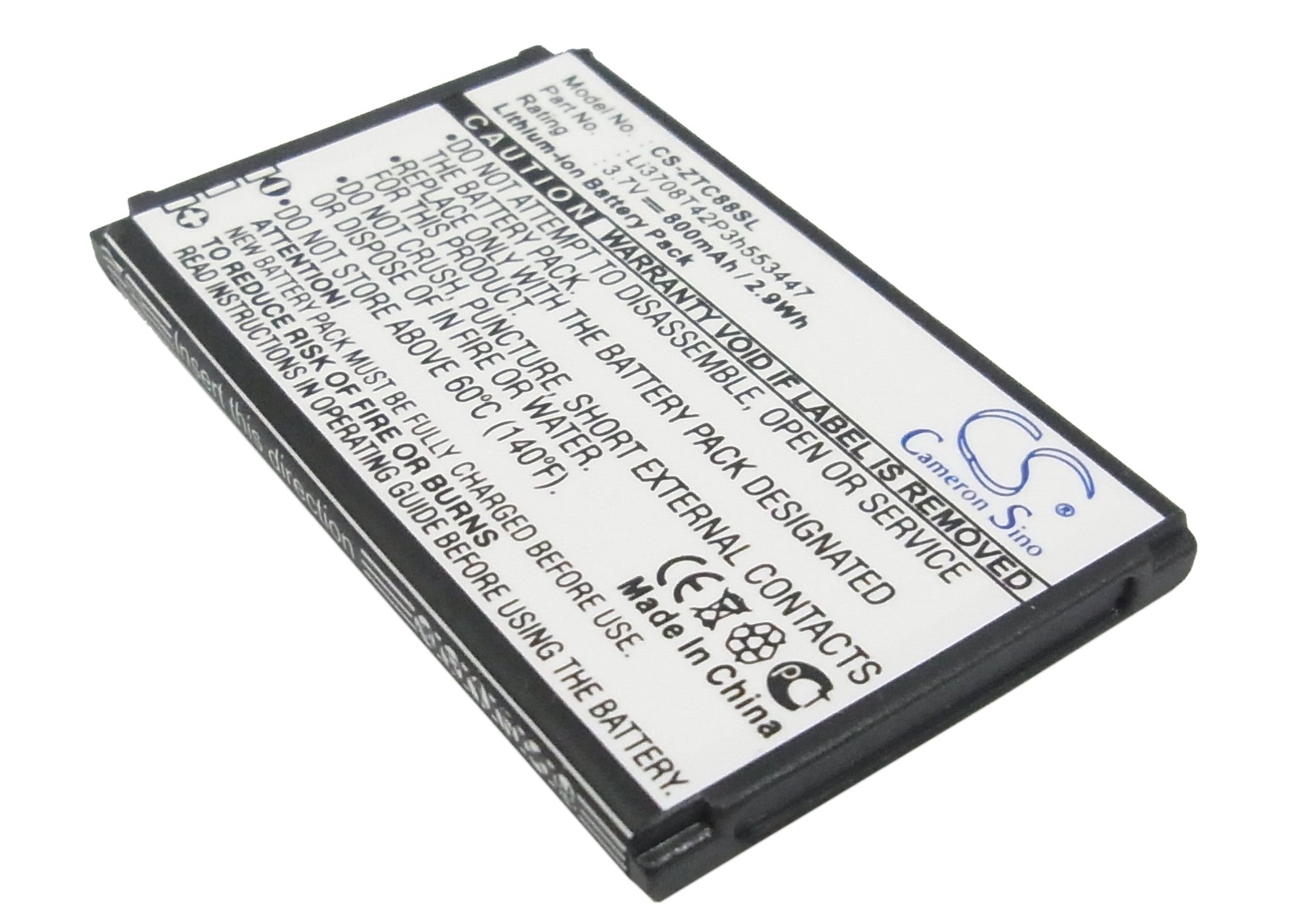800mAh Li-ion Replacement Battery for AT&T F160, T-Mobile Affinity Zest 2, Vodafone 351, Telstra C88
