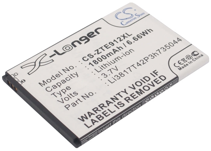 1800mAh Li-ion Replacement Battery for AT&T Radiant/ZTE Avid 4G/Compel - 3.7V - Z830, N9120, Z740G
