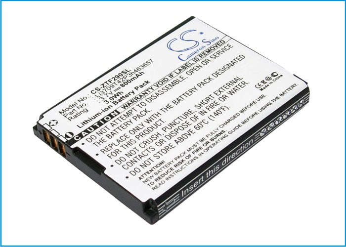 800mAh Li-ion Replacement Battery for AT&T Z221, T-Mobile Vairy Touch 2, Vodafone 547 & ZTE Z222 (3.7V, 2.96Wh)
