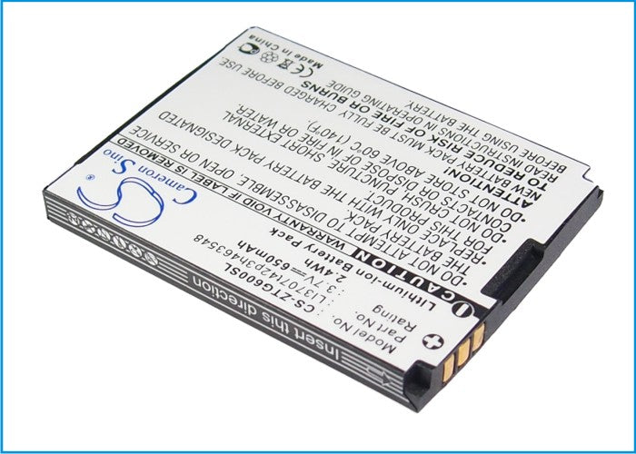 650mAh ZTE G6 Battery Replacement - Li-ion 3.7V, Compatible with LI3707T42 Series Phones
