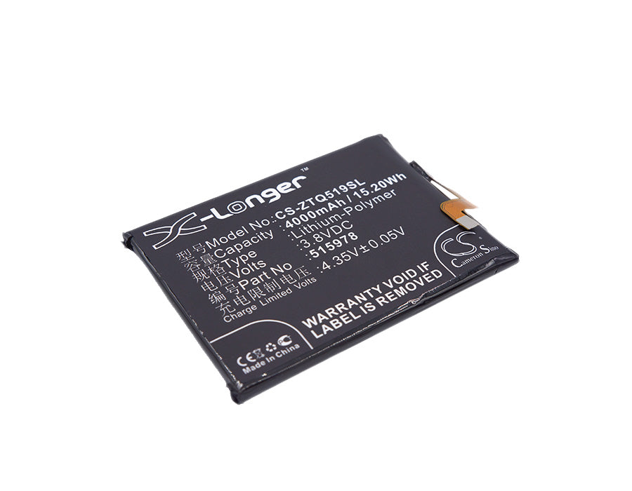 4000mAh Replacement Battery for ZTE Blade A452 X3 D2 Yuanhang 2 Q519 Series - 3.8V Li-Polymer
