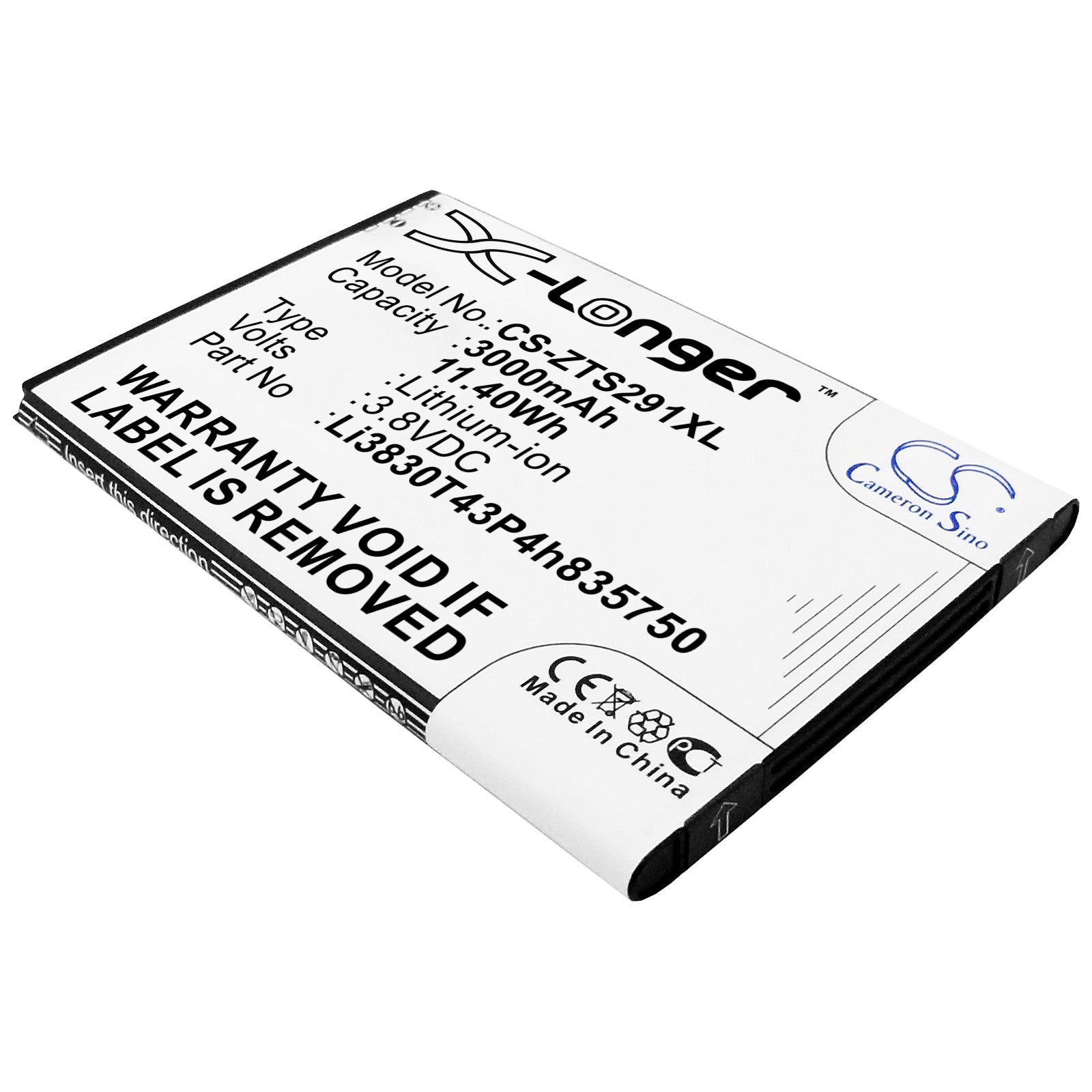 3000mAh Battery Replacement for ZTE Grand S II Z958 & ZMax 2 Z955A - 3.8V Li-ion Phone Battery
