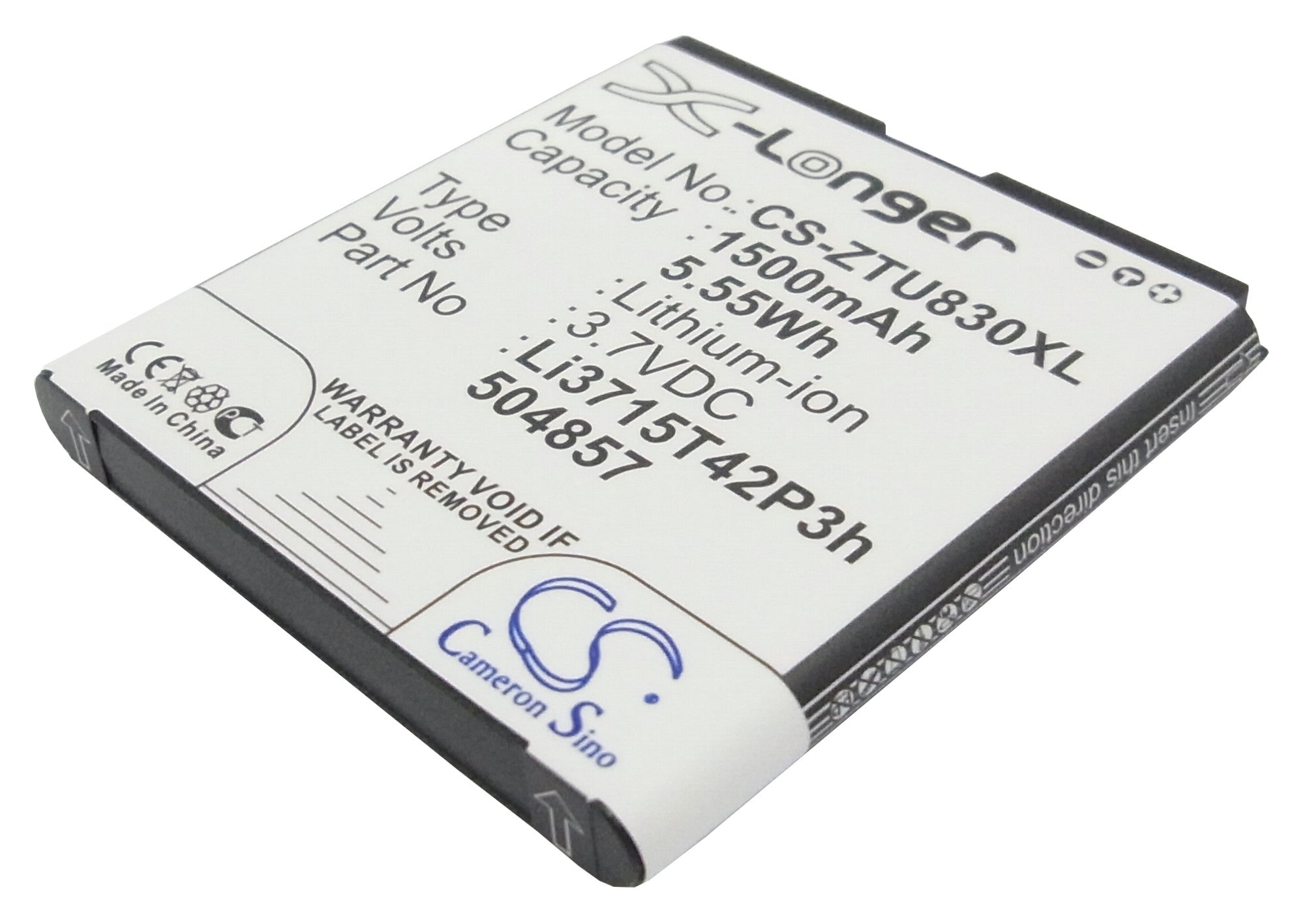1500mAh Li-ion Replacement Battery for Amazing A1, ZTE & AT&T Smartphones - 3.7V (See Compatibility List)
