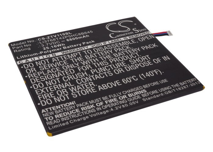 6800mAh Replacement Battery for ZTE V11A, V11, V7E Tablet - 3.7V Li-Polymer Battery 
