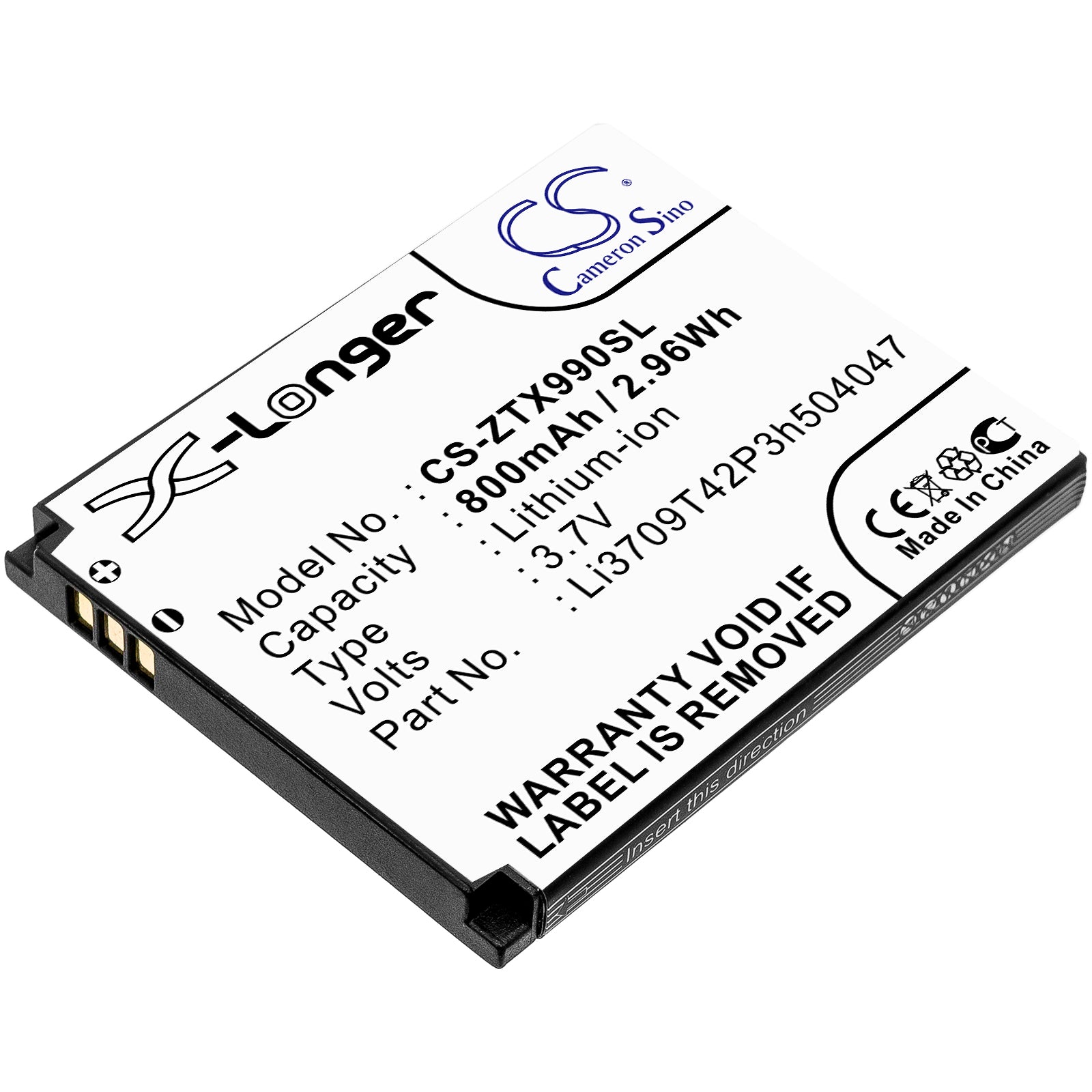 800mAh Replacement Battery for AT&T/T-Mobile/ZTE Phones: Z331, X930, UX990, GX991, GX930, Z432, Beat, Vibe, Orange - Long Lasting Power
